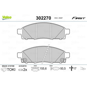 VALEO 302270 Brzdové platničky Predné pre