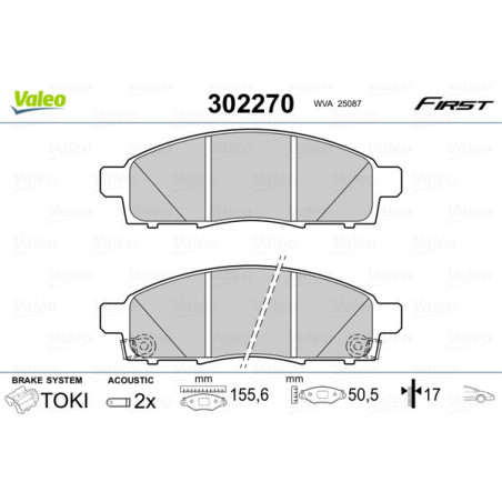VALEO 302270 Pastillas de freno Delantero para