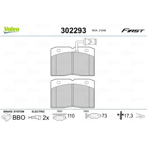 VALEO 302293 Brzdové platničky Predné pre