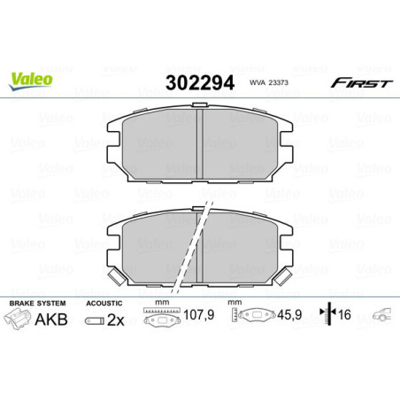 VALEO 302294 Pastiglie freno Posteriore per