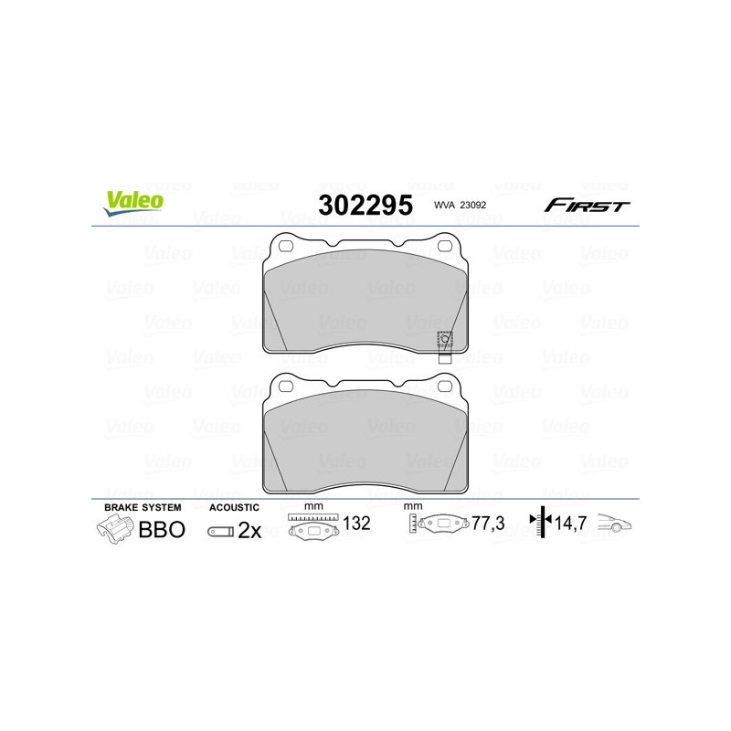 VALEO 302295 Pastillas de freno Delantero para