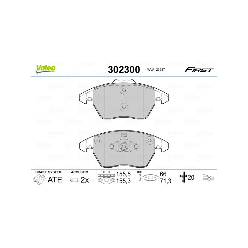 VALEO 302300 Klocki hamulcowe Przód dla