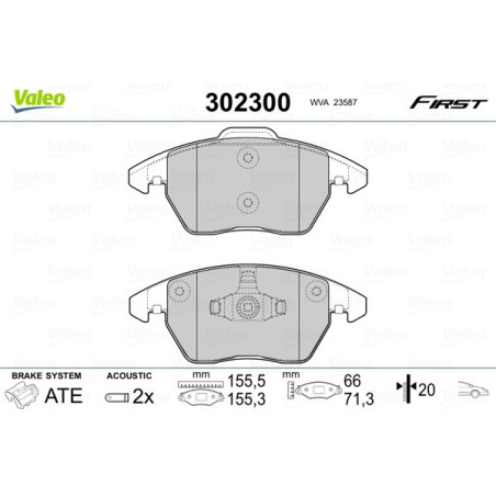 VALEO 302300 Klocki hamulcowe Przód dla