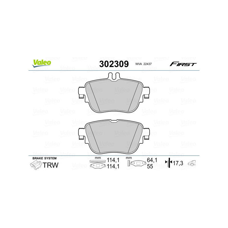 VALEO 302309 Plaquettes de frein Arrière pour