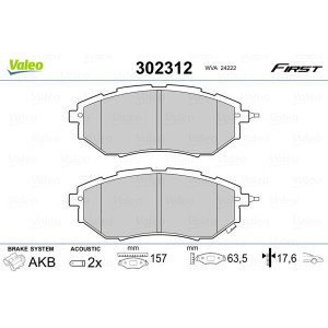VALEO 302312 Brzdové platničky Predné pre