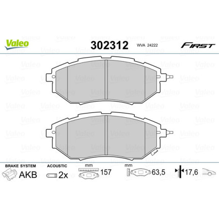 VALEO 302312 Brake Pads Set Front for