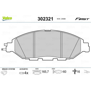 VALEO 302321 Brzdové platničky Predné pre