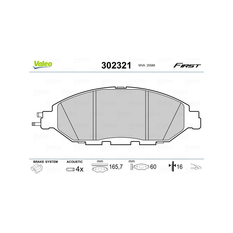 VALEO 302321 Brzdové destičky Přední pro