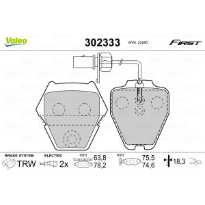 VALEO 302333 Pastiglie freno Anteriore per