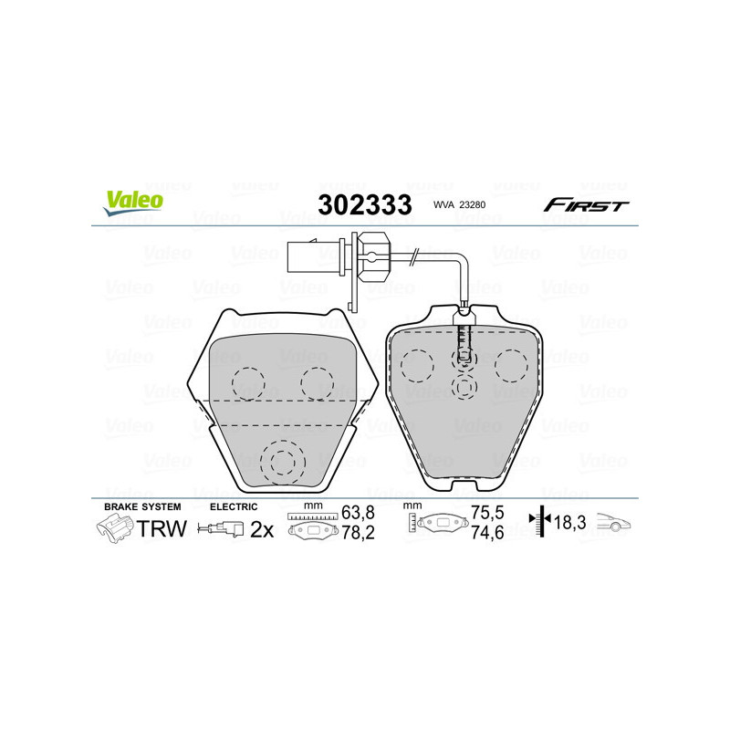 VALEO 302333 Klocki hamulcowe Przód dla