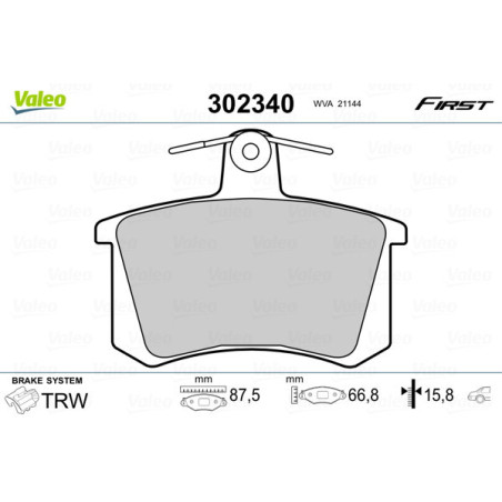 VALEO 302340 Bremsbeläge Hinten für