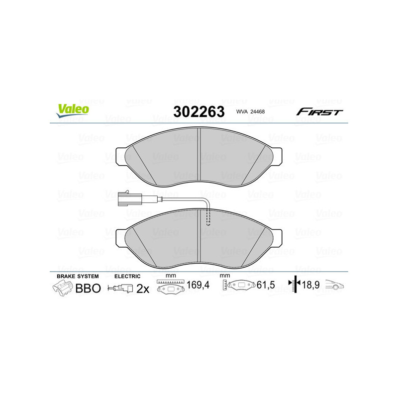 VALEO 302263 Klocki hamulcowe Przód dla