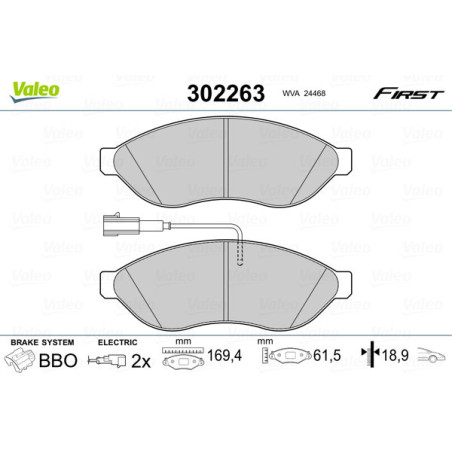 VALEO 302263 Klocki hamulcowe Przód dla