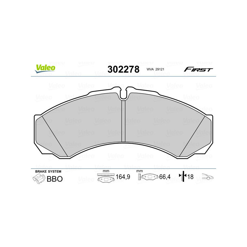 VALEO 302278 Brzdové platničky Predné pre
