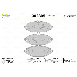 VALEO 302305 Brzdové platničky Predné pre