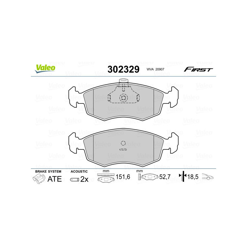 VALEO 302329 Pastillas de freno Delantero para