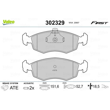 VALEO 302329 Plaquettes de frein Avant pour