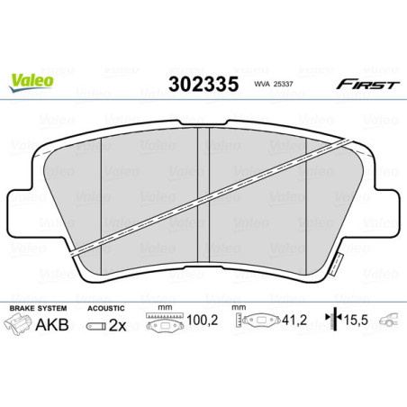 VALEO 302335 Plaquettes de frein Arrière pour