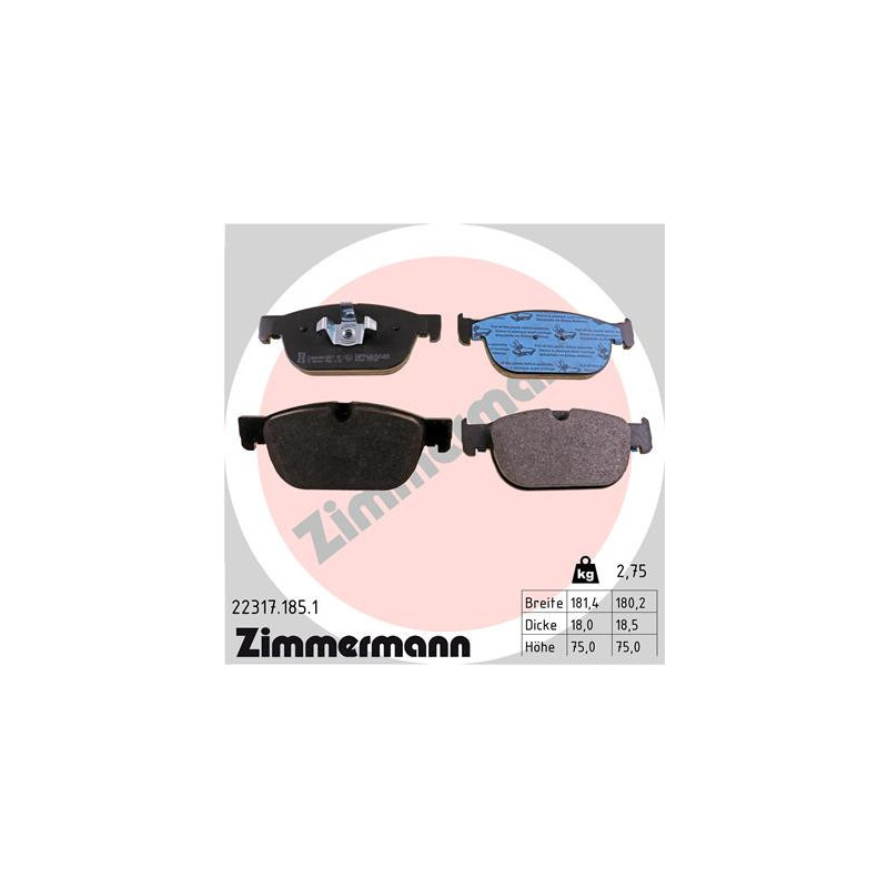 ZIMMERMANN 22317.185.1 Pastiglie freno Anteriore per