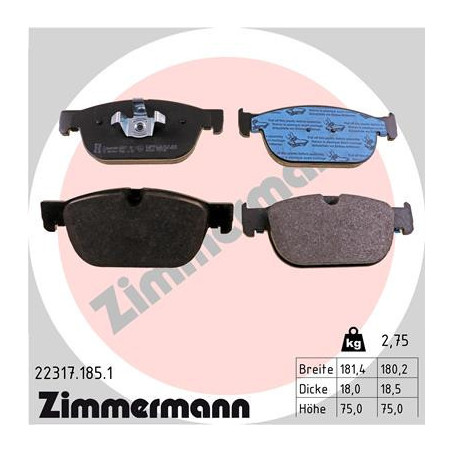 ZIMMERMANN 22317.185.1 Brzdové platničky Predné pre