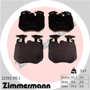 ZIMMERMANN 22392.195.1 Brzdové platničky Predné pre
