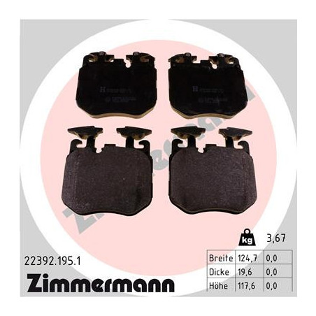 ZIMMERMANN 22392.195.1 Plaquettes de frein Avant pour