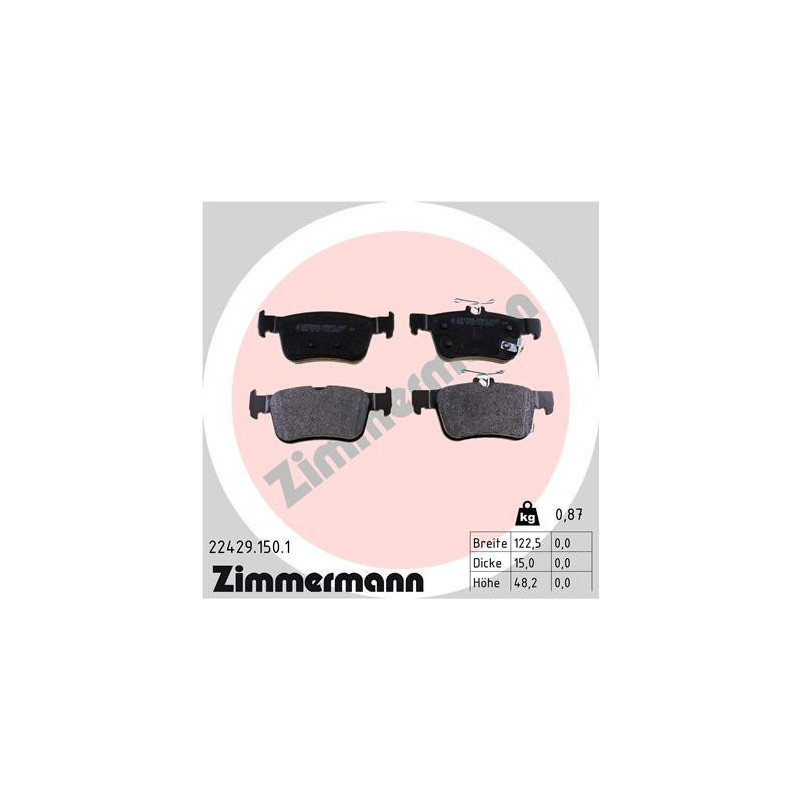 ZIMMERMANN 22429.150.1 Pastillas de freno Trasero para