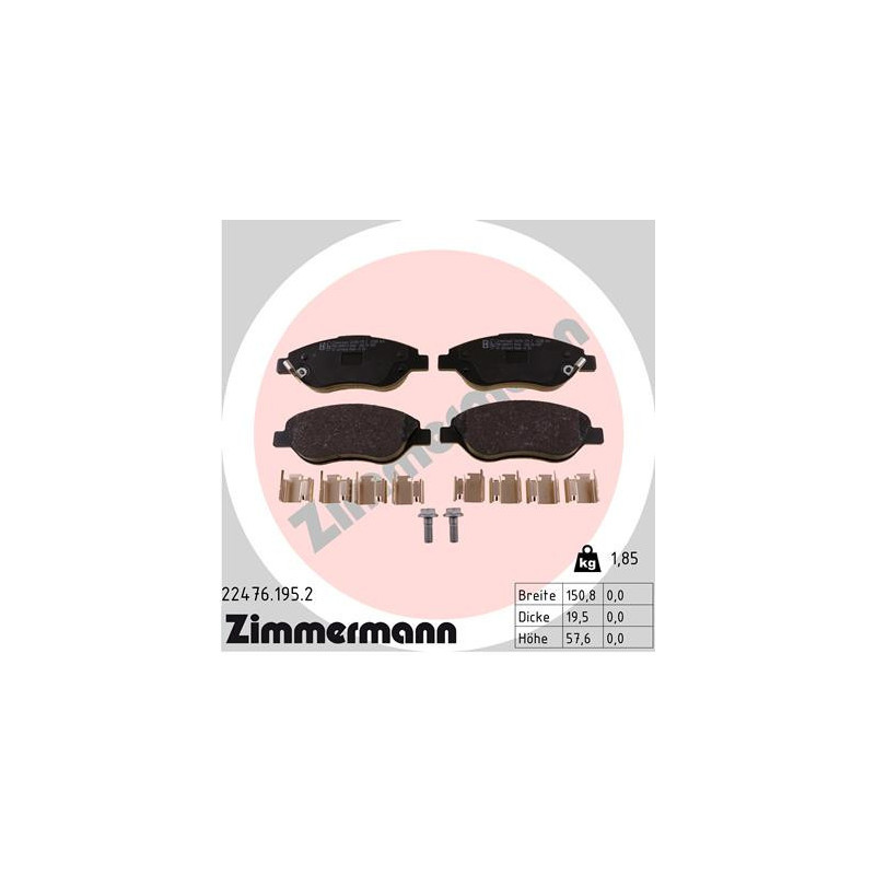 ZIMMERMANN 22476.195.2 Brzdové destičky Přední pro