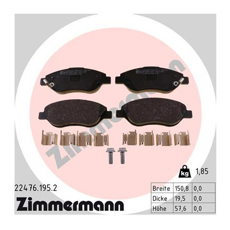 ZIMMERMANN 22476.195.2 Brake Pads Set Front for