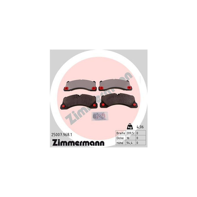 ZIMMERMANN 25007.968.1 Brake Pads Set Front for