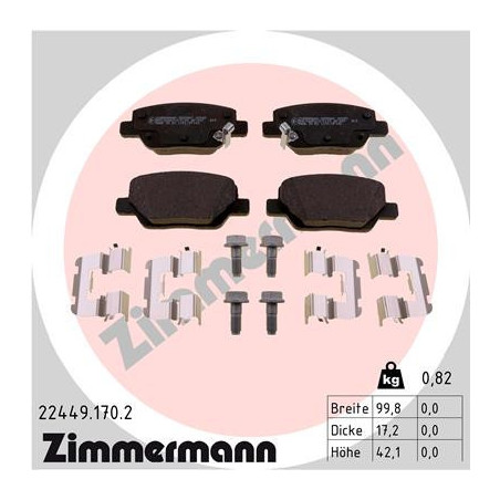 ZIMMERMANN 22449.170.2 Brake Pads Set Rear for
