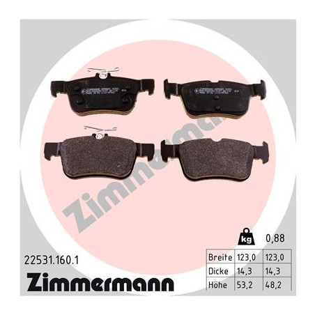 ZIMMERMANN 22531.160.1 Klocki hamulcowe Tył dla