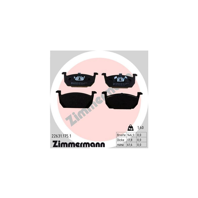 ZIMMERMANN 22631.175.1 Brzdové destičky Přední pro