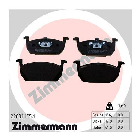 ZIMMERMANN 22631.175.1 Brake Pads Set Front for