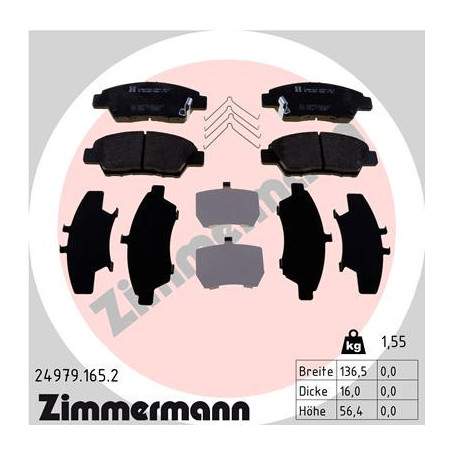 ZIMMERMANN 24979.165.2 Brake Pads Set Front for