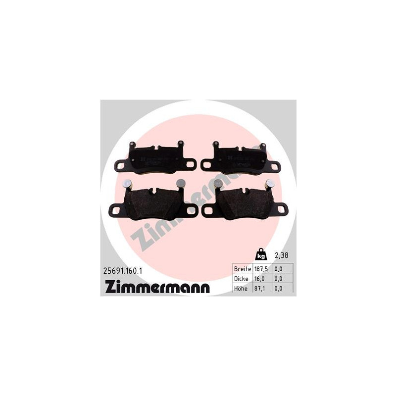 ZIMMERMANN 25691.160.1 Brake Pads Set Rear for
