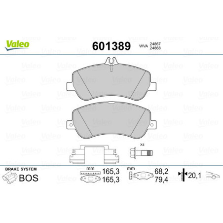VALEO 601389 Pastillas de freno Delantero para