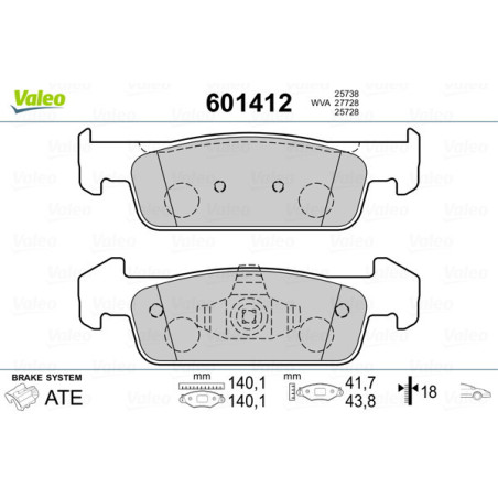 VALEO 601412 Klocki hamulcowe Przód dla