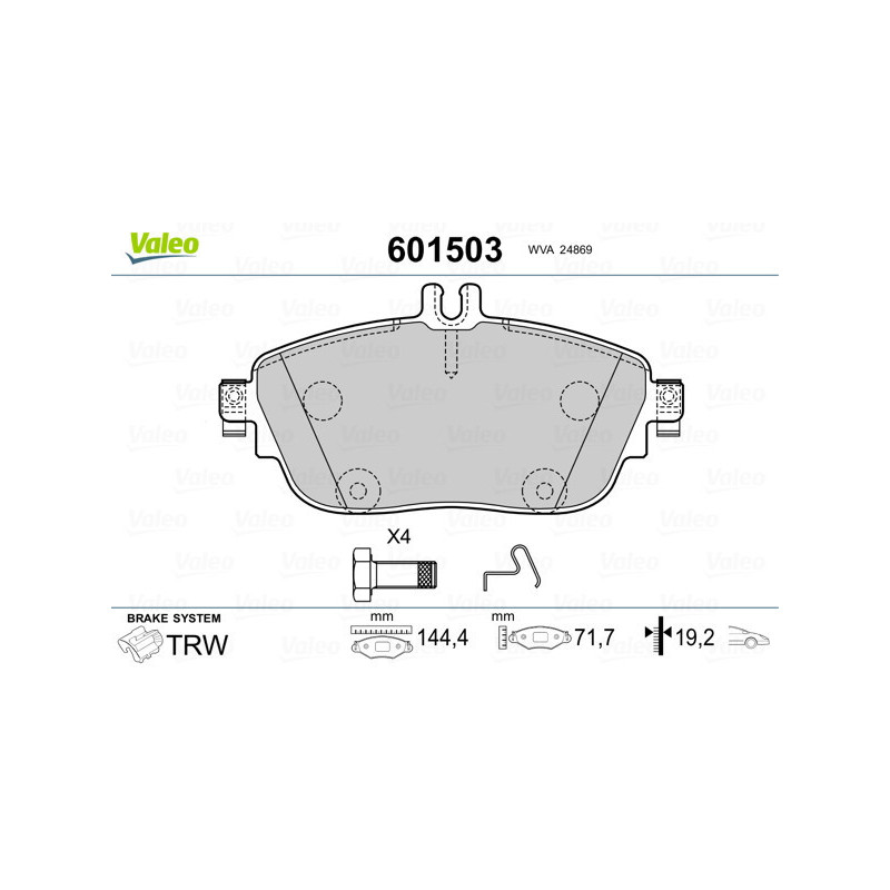 VALEO 601503 Brzdové destičky Přední pro