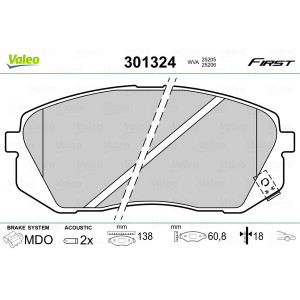 VALEO 301324 Brzdové platničky Predné pre