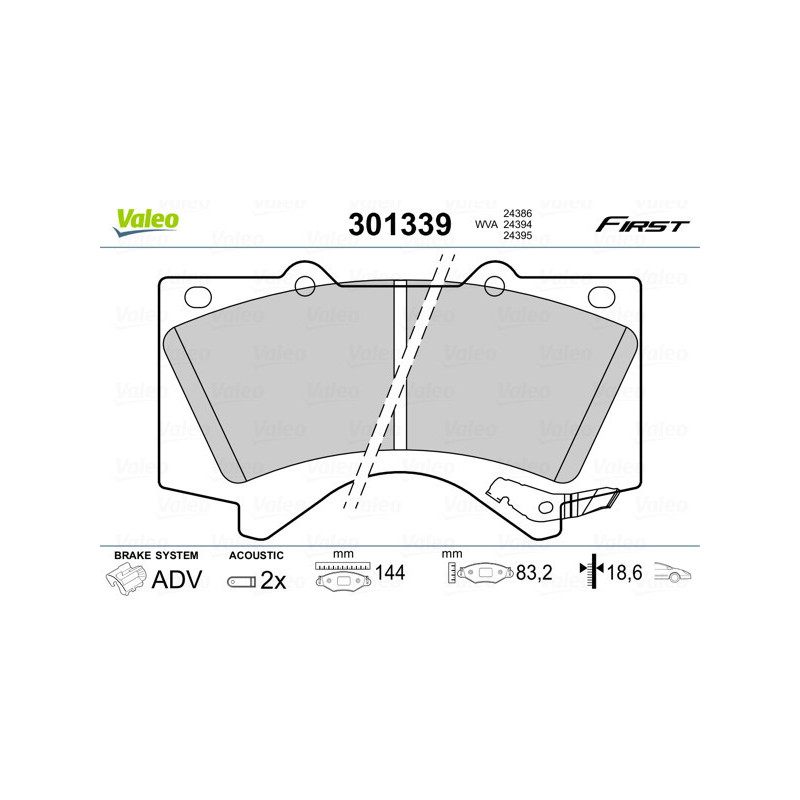 VALEO 301339 Klocki hamulcowe Przód dla