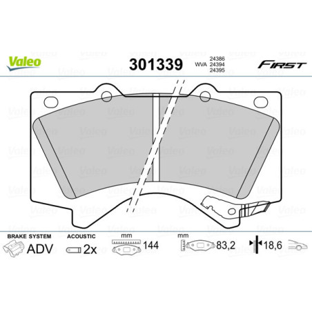 VALEO 301339 Klocki hamulcowe Przód dla