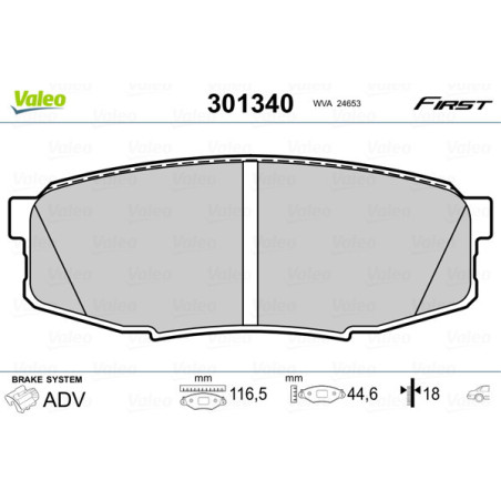 VALEO 301340 Brzdové platničky Zadné pre