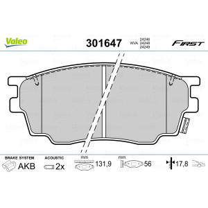 VALEO 301647 Pastillas de freno Delantero para
