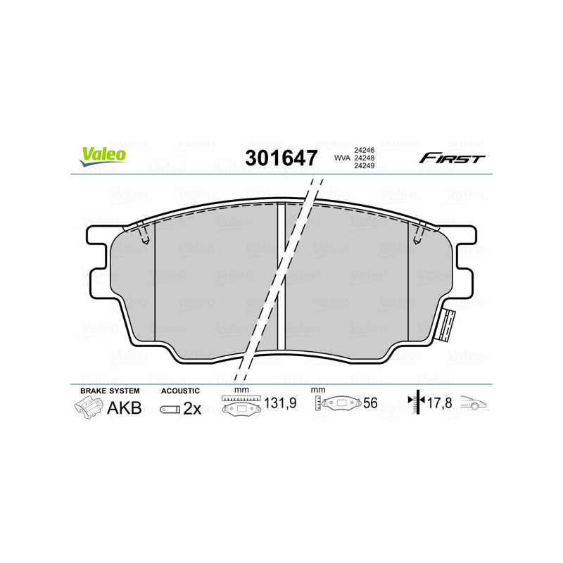 VALEO 301647 Klocki hamulcowe Przód dla
