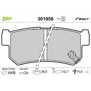 VALEO 301956 Plaquettes de frein Arrière pour