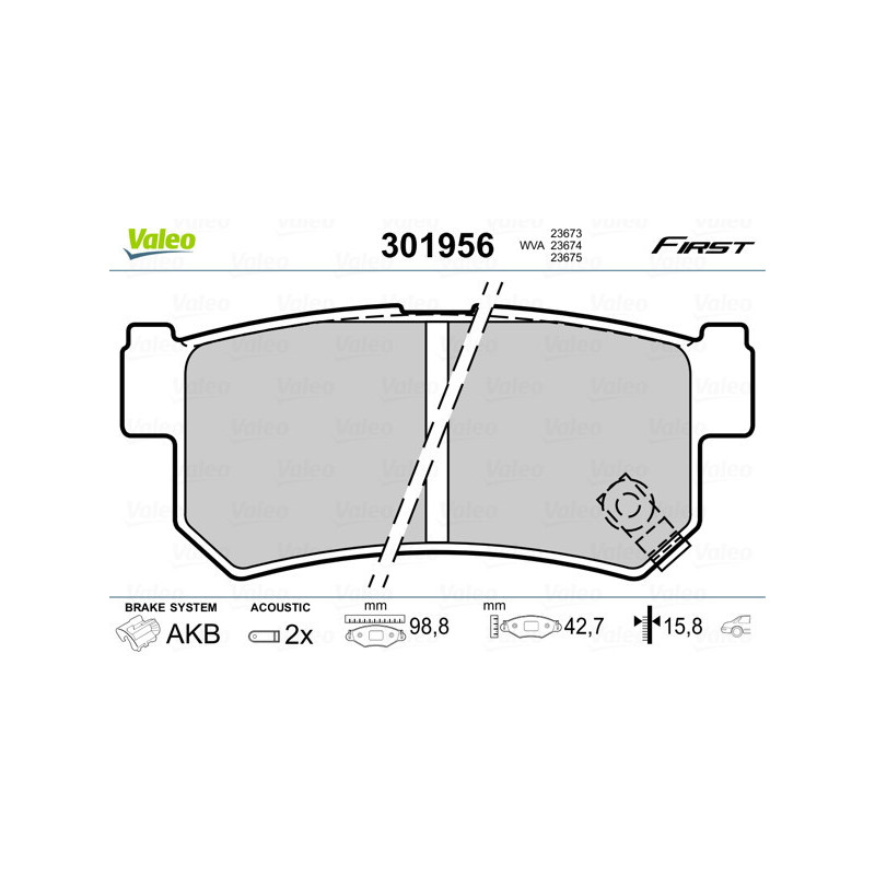 VALEO 301956 Klocki hamulcowe Tył dla