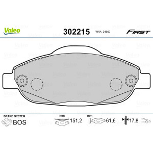 VALEO 302215 Pastiglie freno Anteriore per