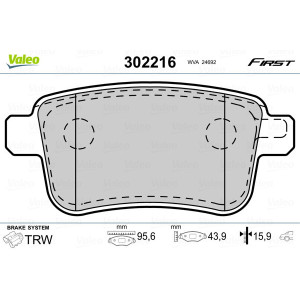 VALEO 302216 Pastiglie freno Posteriore per