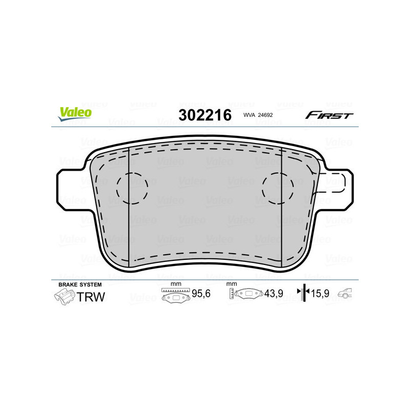 VALEO 302216 Klocki hamulcowe Tył dla